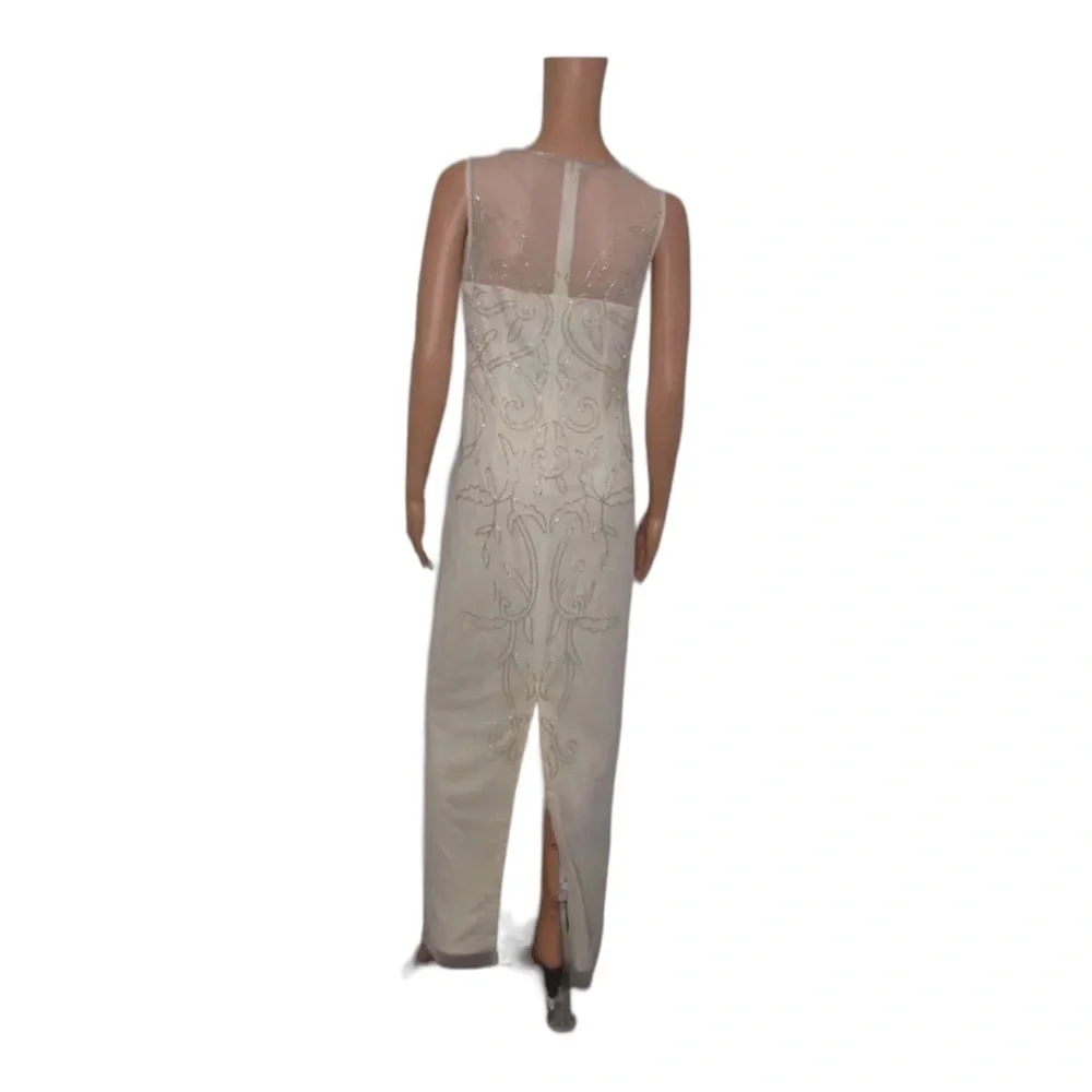 Adrianna Papell Ivory Beaded Gown Size 4 Wedding Guest Formal Dress - Picture 12 of 15